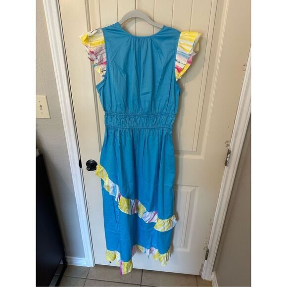 NWT Alden Adair Willow Maxi Ruffle V-Neck Hi-Low Ocean Dress Women’s Medium - Picture 7 of 12